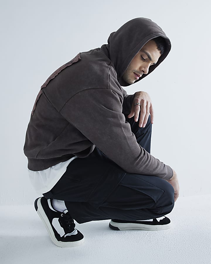 Black Regular Fit Cargo Trousers