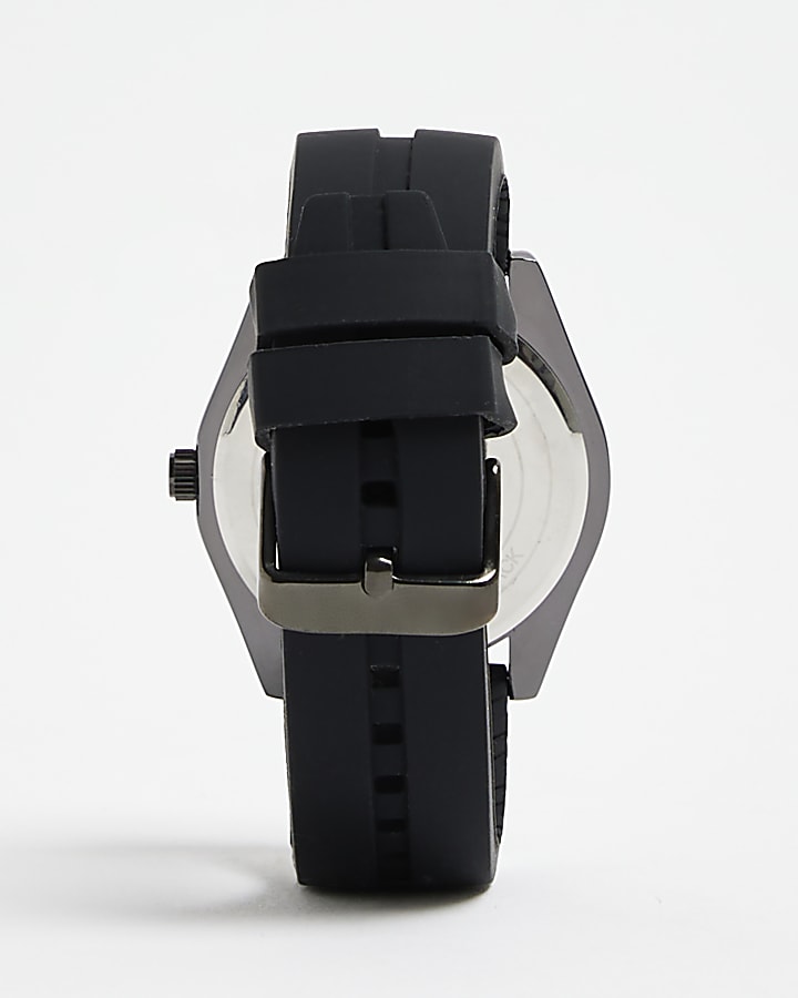 Black Silicone Strap Watch