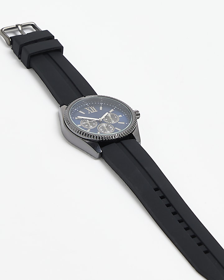 Black Silicone Strap Watch