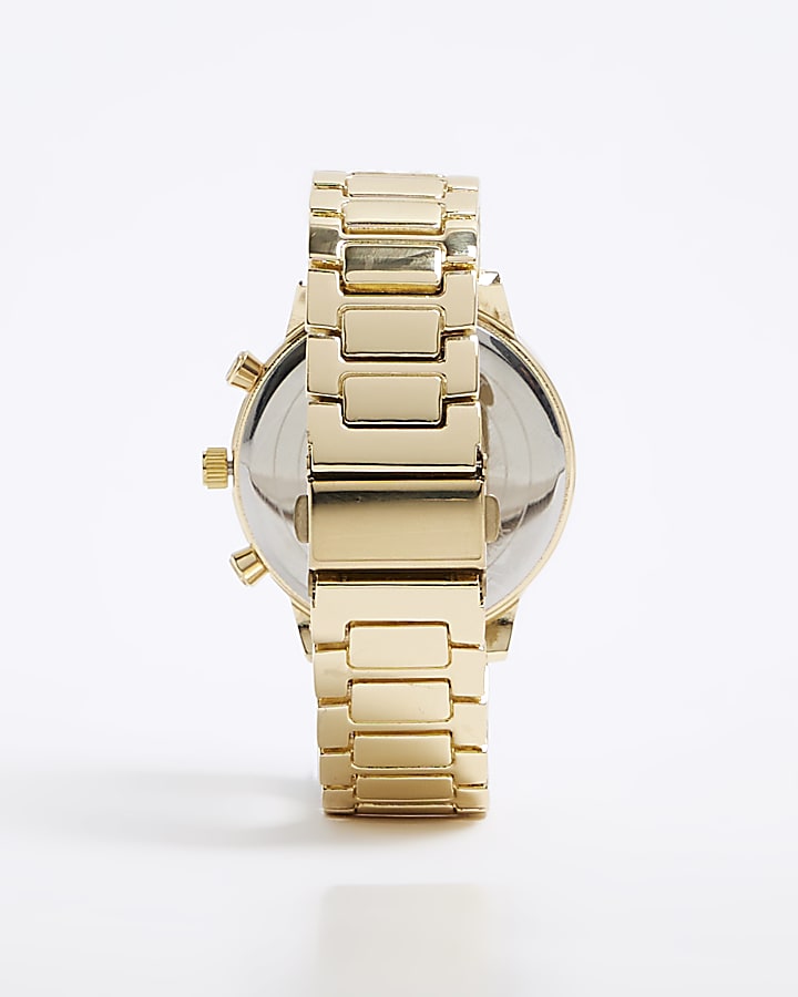 Gold Green Face Link Strap Watch