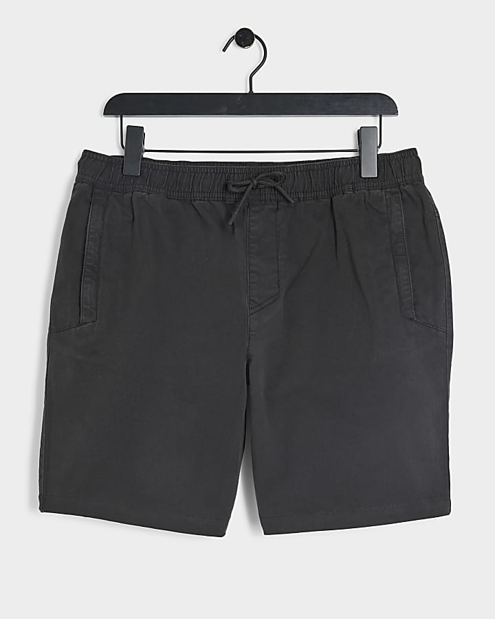 Black Regular Fit Pull on Shorts