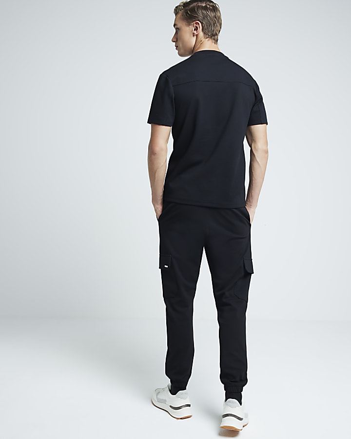 Black Slim Fit Stretch Smart Cargo Joggers