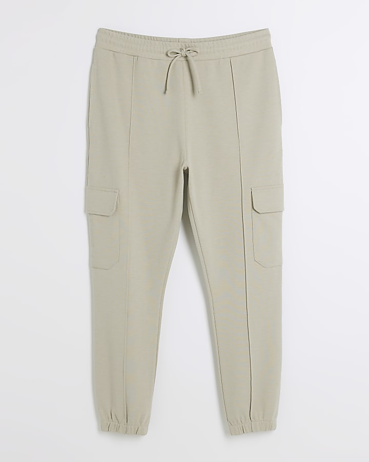 Beige Slim Fit Stretch Smart Cargo Joggers