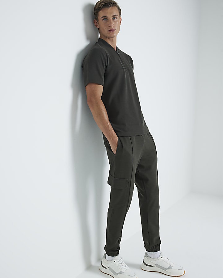 Khaki Slim Fit Stretch Smart Cargo Joggers