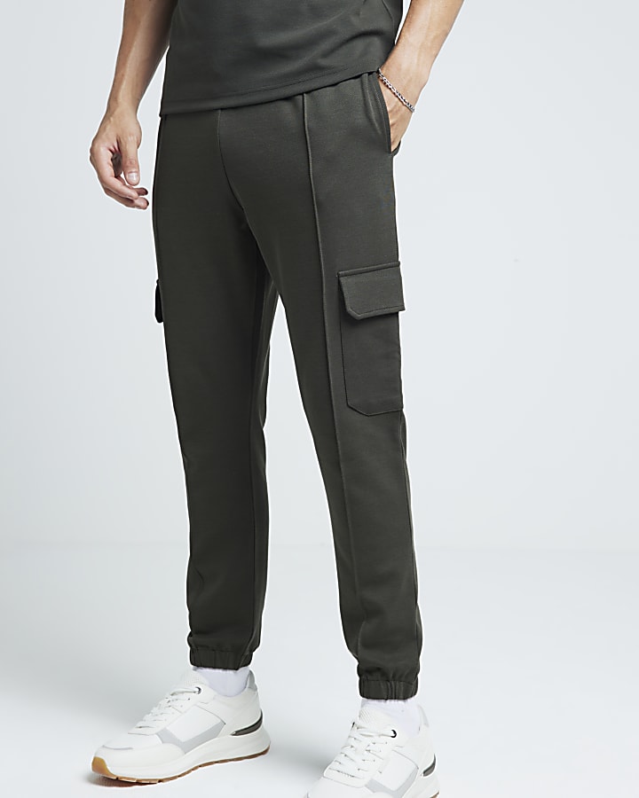 Khaki Slim Fit Stretch Smart Cargo Joggers