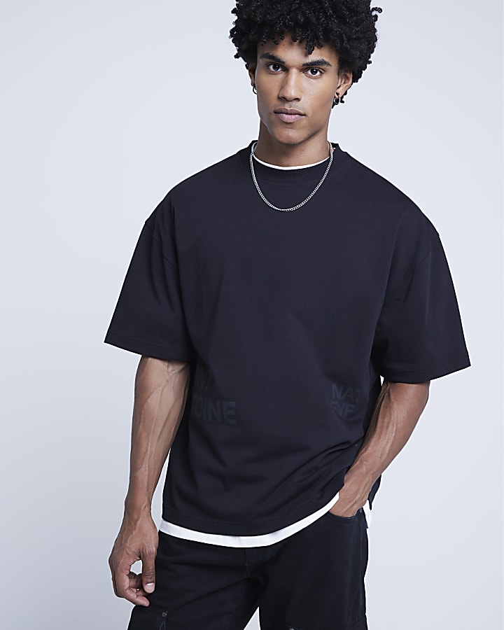 Black oversized fit graphic script t-shirt