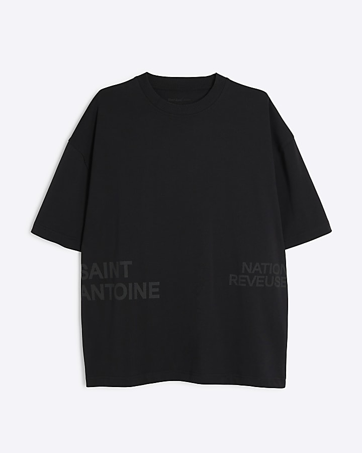 Black oversized fit graphic script t-shirt