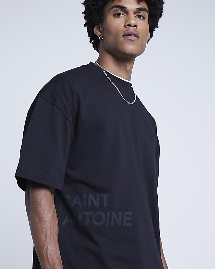 Black oversized fit graphic script t-shirt