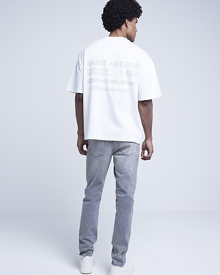 White oversized fit graphic script t-shirt