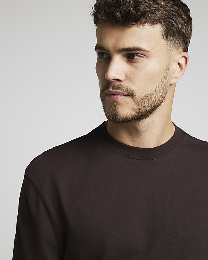 Brown  regular fit essential t-shirt