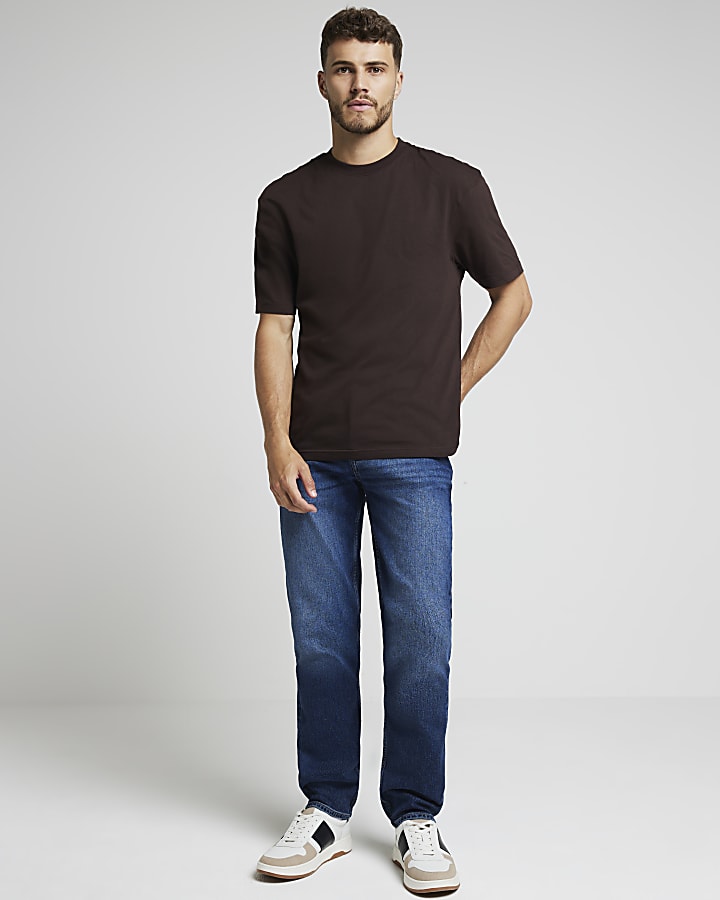 Brown  regular fit essential t-shirt