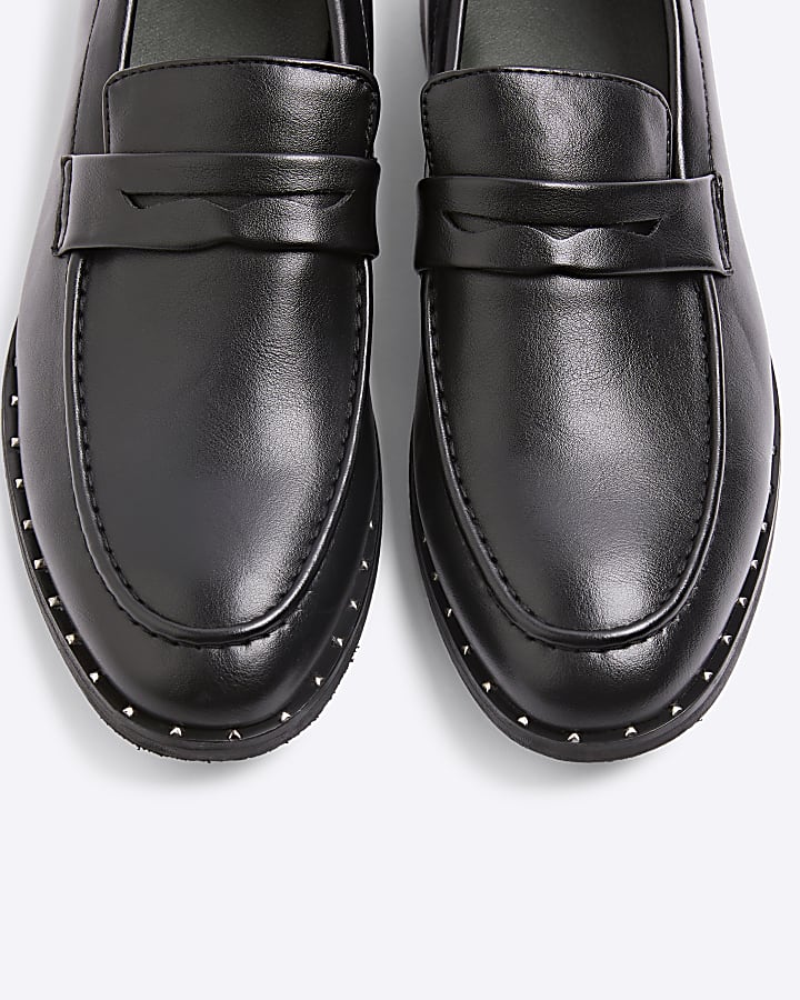 Black Studded Loafers