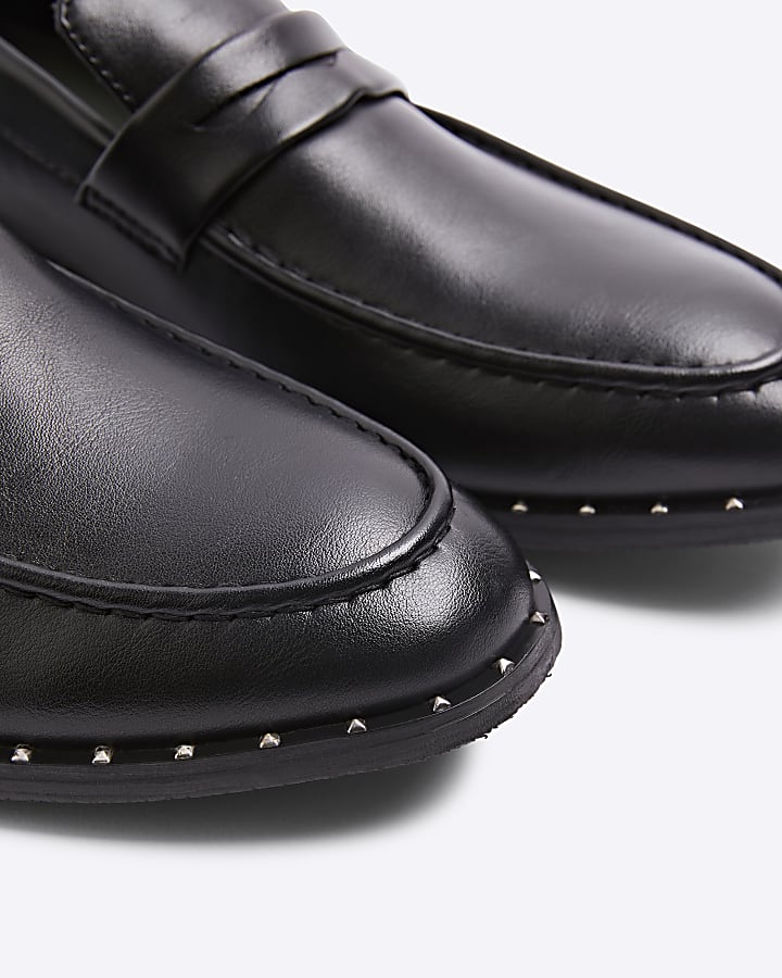 Black Studded Loafers
