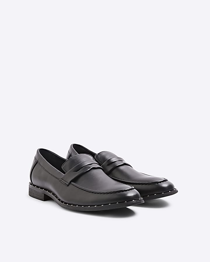 Black Studded Loafers