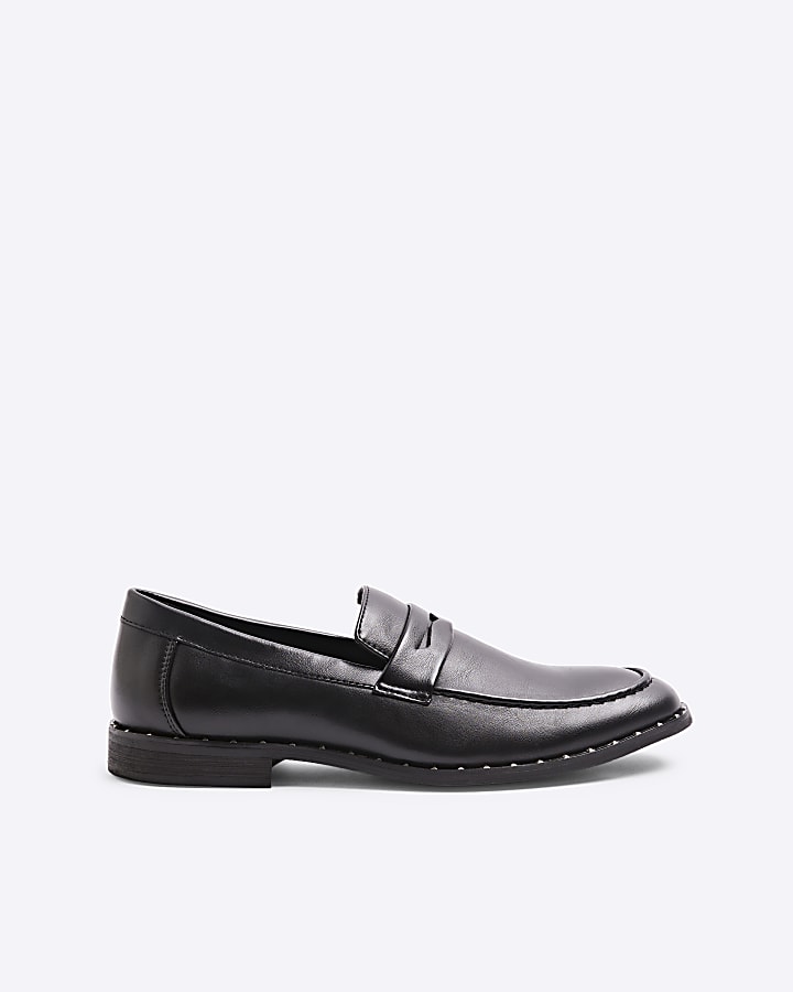 Black Studded Loafers
