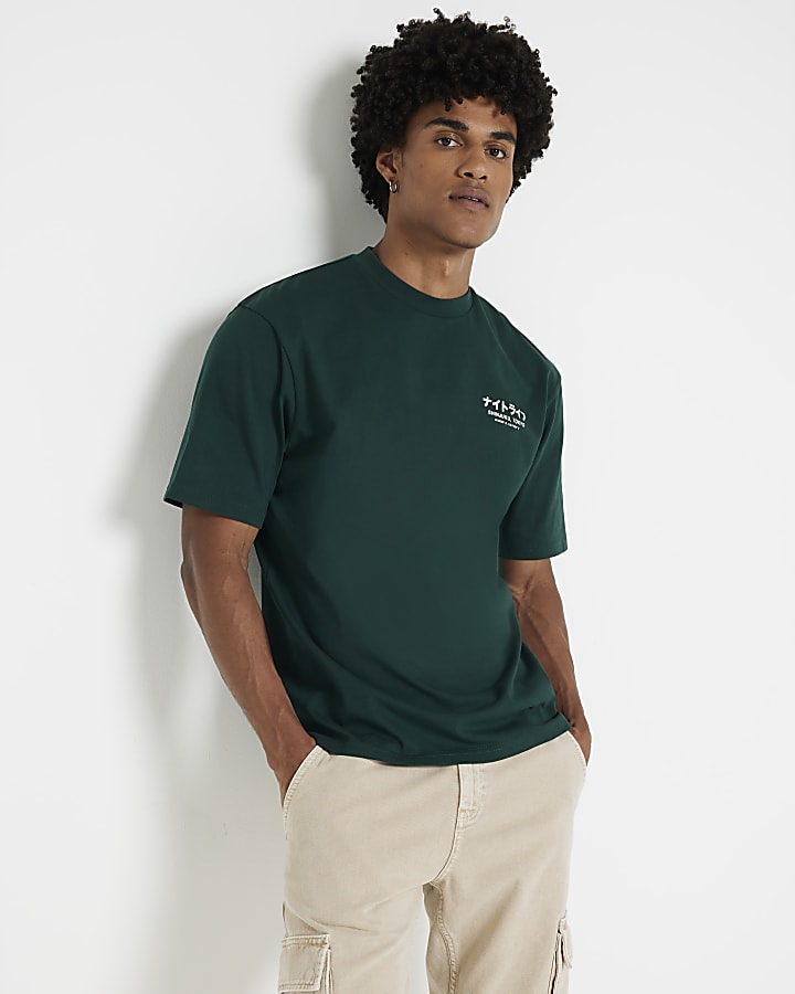 Green Regular Fit Graphic Print T-shirt