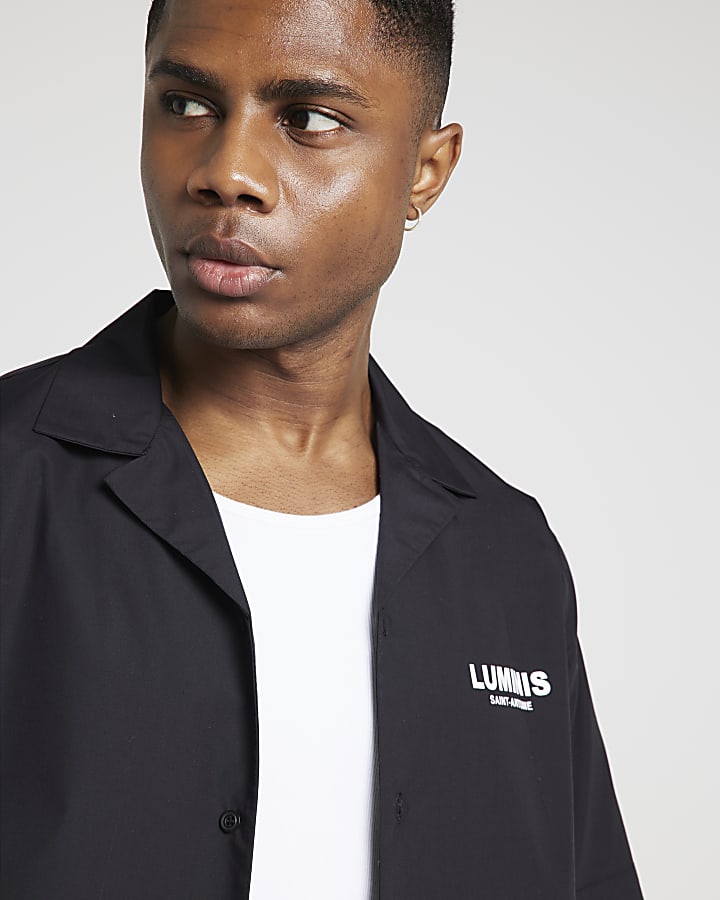 Black regular Luminis graphic revere shirt