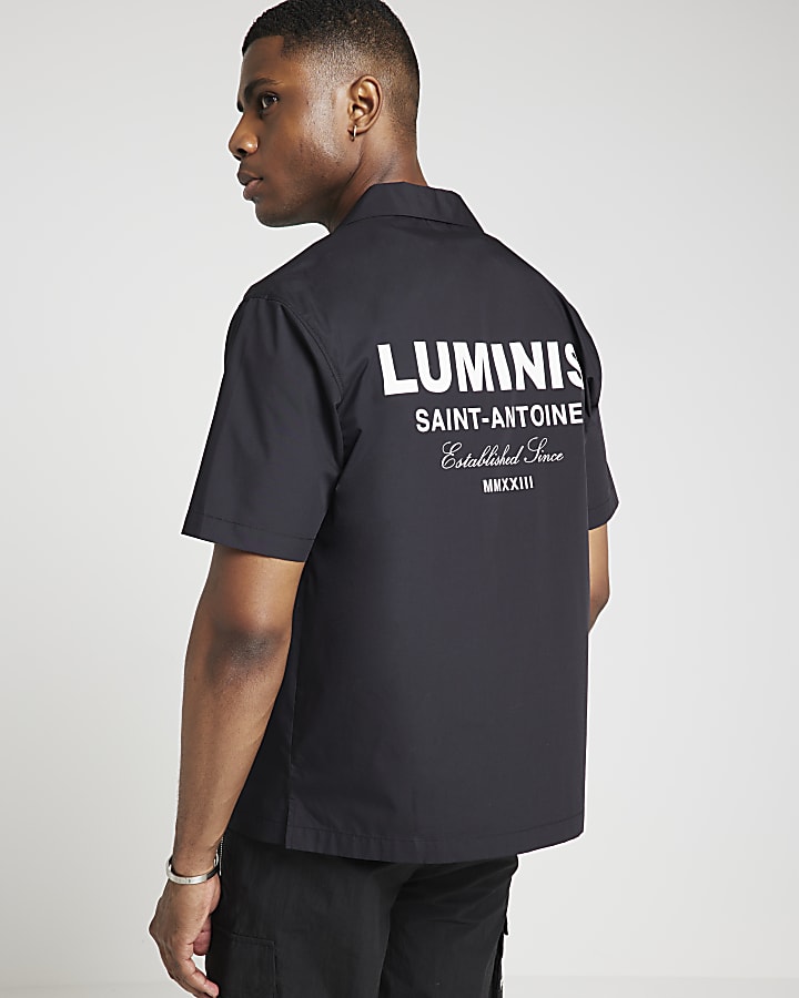 Black regular Luminis graphic revere shirt