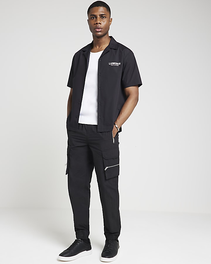 Black regular Luminis graphic revere shirt