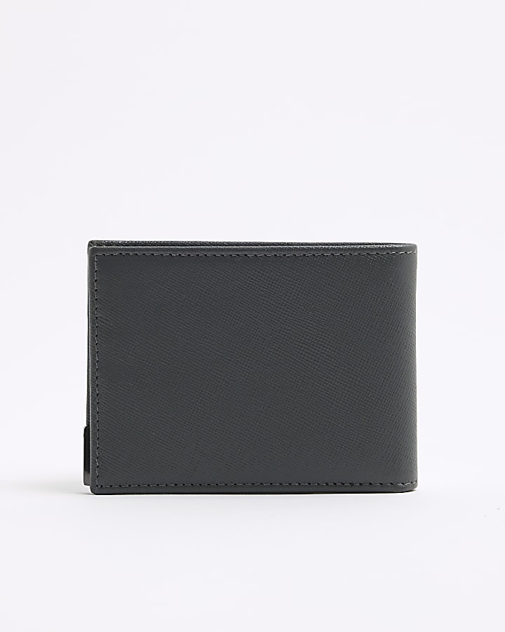 Grey Pebbled Leather Slim Wallet