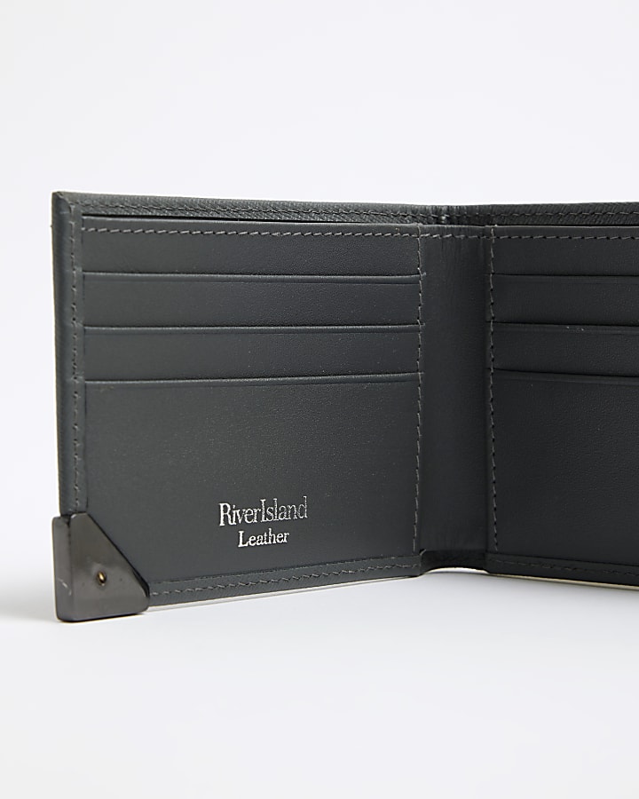 Grey Pebbled Leather Slim Wallet