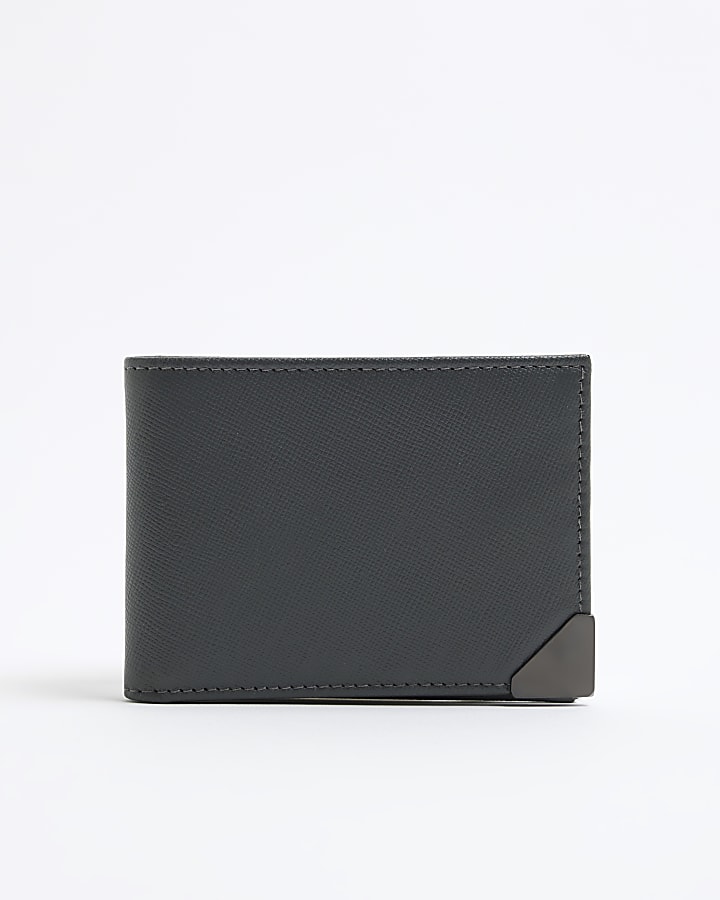 Grey Pebbled Leather Slim Wallet