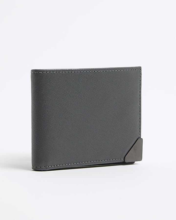 Grey Pebbled Leather Slim Wallet