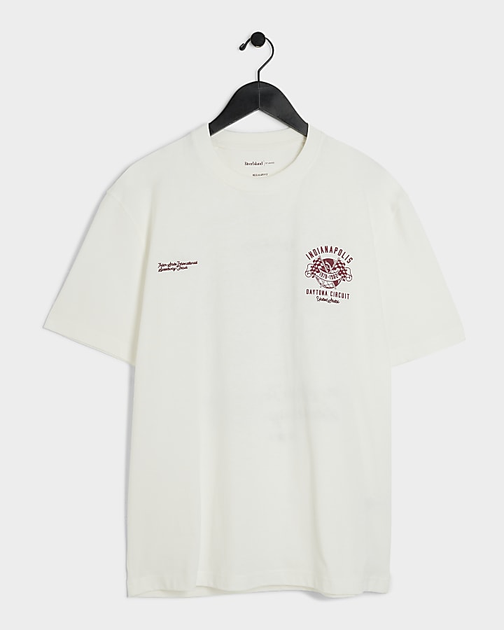 White regular Indianapolis graphic t-shirt