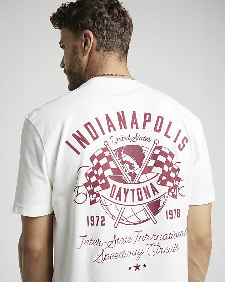 White regular Indianapolis graphic t-shirt