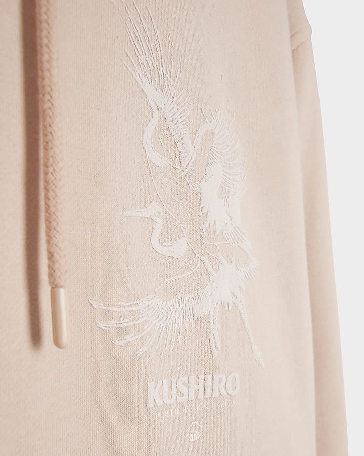 Pink Regular Fit Embossed Print Hoodie