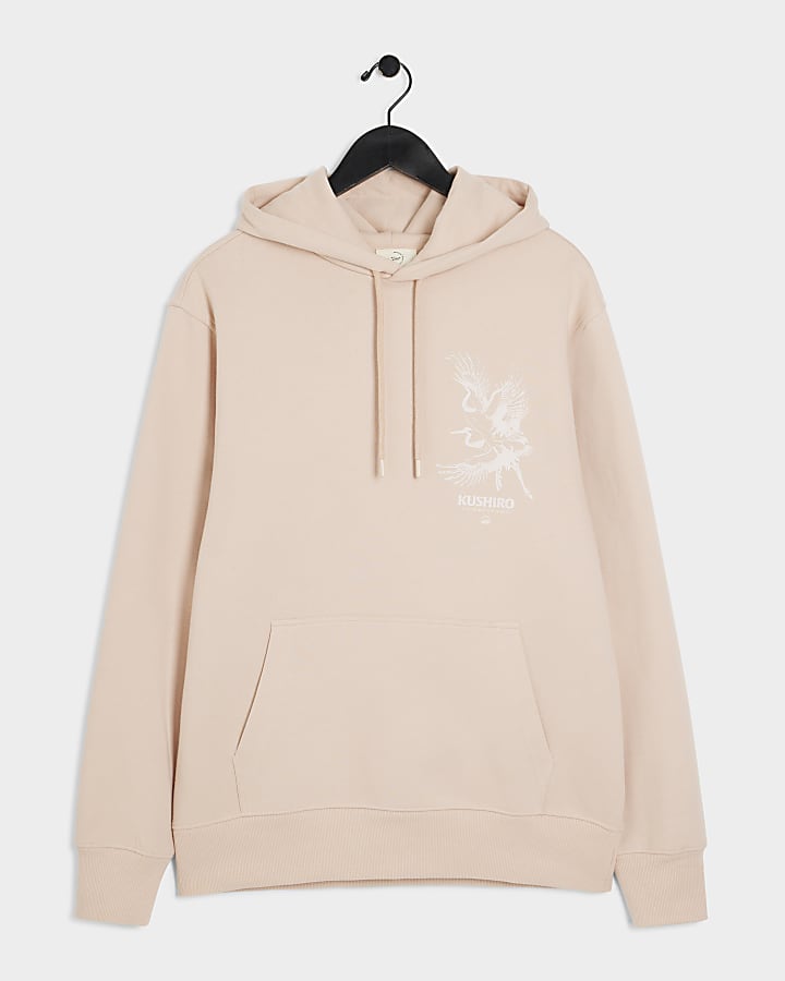 Pink Regular Fit Embossed Print Hoodie