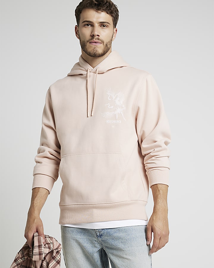 River island pink hoodie sale