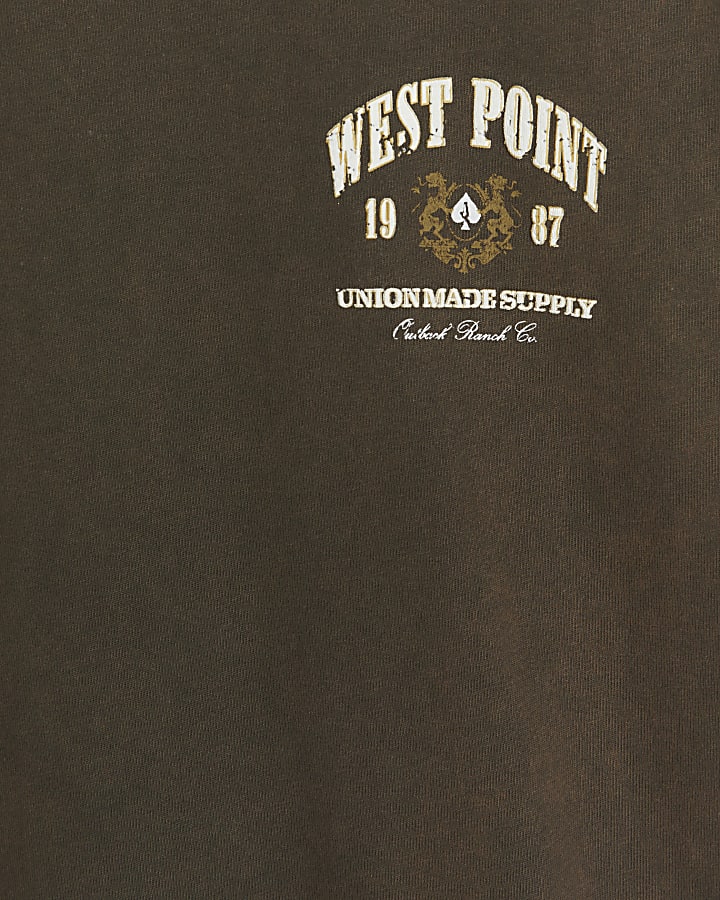 Brown regular fit west point graphic t-shirt