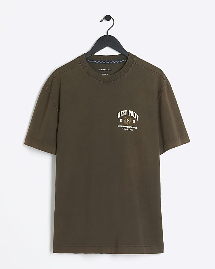 Brown regular fit west point graphic t-shirt
