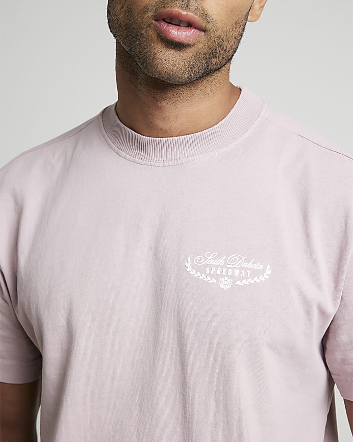 Pink regular fit South Dakota graphic t-shirt