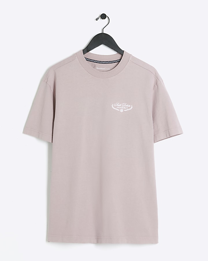 Pink regular fit South Dakota graphic t-shirt