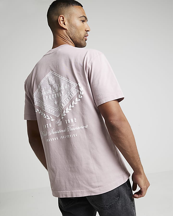 Pink regular fit South Dakota graphic t-shirt