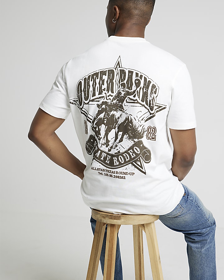 Beige regular fit rodeo graphic t-shirt