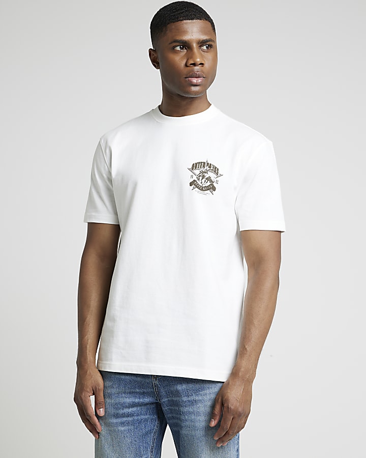 Beige regular fit rodeo graphic t-shirt