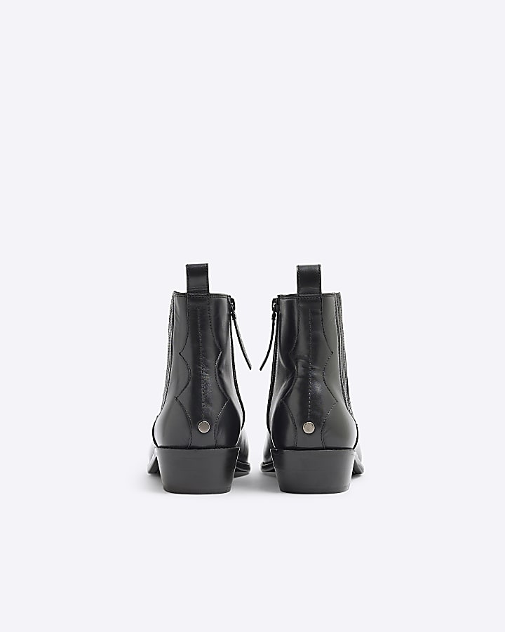 Black Leather Western Boots