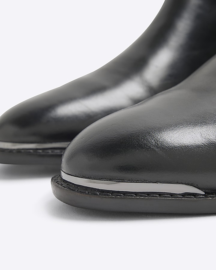 Black Leather Western Boots