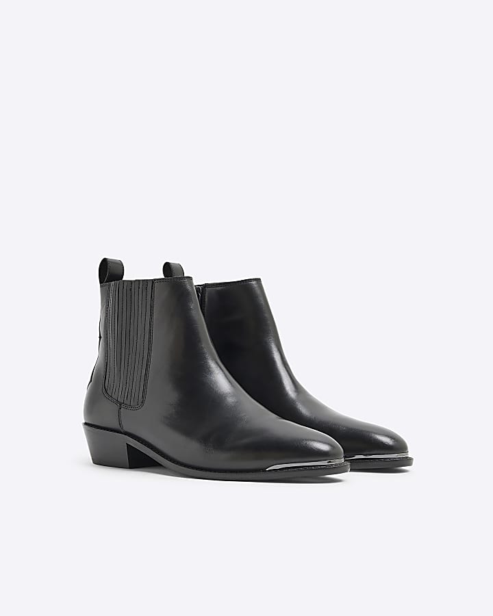 Black Leather Western Boots