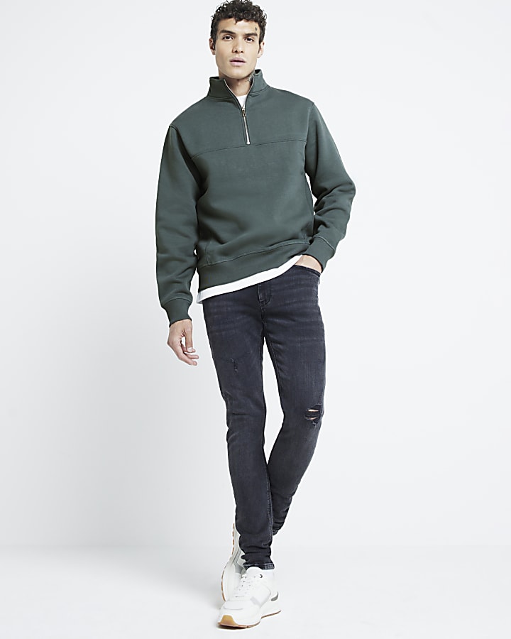 Green regular zip funnel sweatshirt