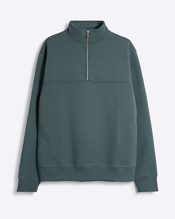 Green regular zip funnel sweatshirt