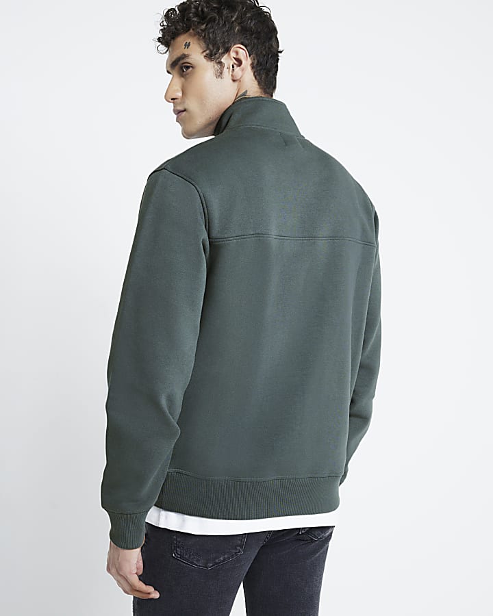 Green regular zip funnel sweatshirt