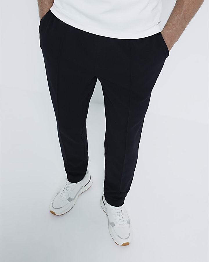 Black Pique Textured Slim Fit Jogger