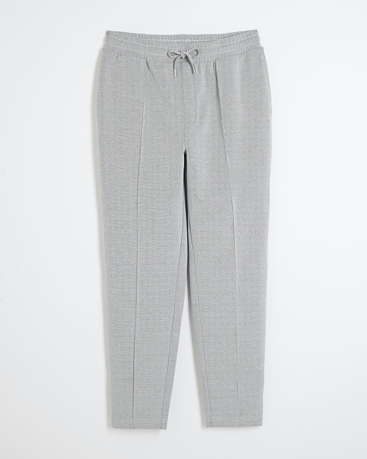 Grey Pique Textured Slim Fit Joggers