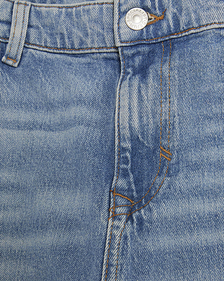 Blue Denim Straight Leg Jeans