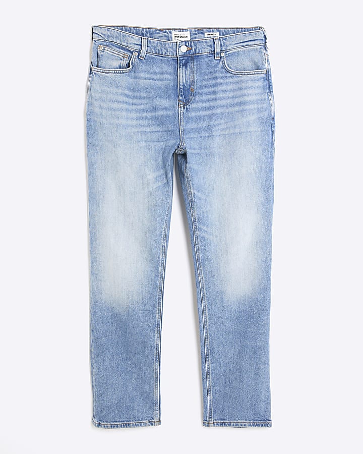 Blue Denim Straight Leg Jeans