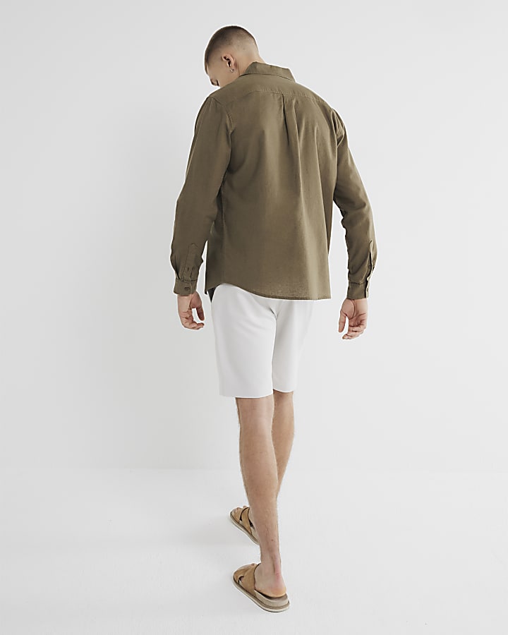 Beige Belted Chino Shorts